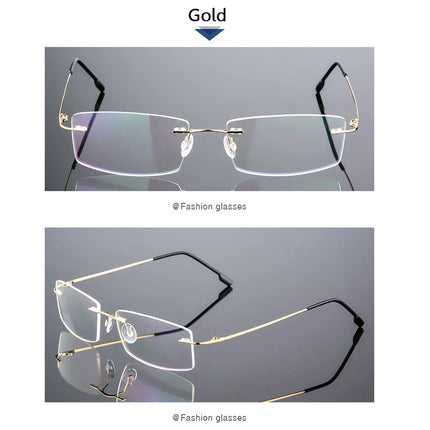 Ultralight Coating Frameless Myopia Glasses -1.0 -1.5 -2.0 To -5.0, Rimless Super Light Stainless Steel Hyperopia +1.0 +2.0 +4.0