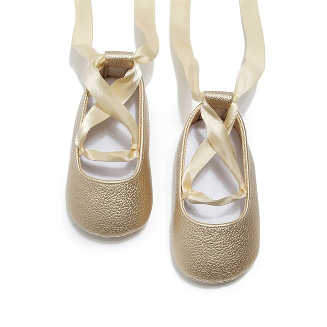 Fashion Newborn Baby Girl Shoes First Walkers Moccasins Cross Ribbon Princess Dance Soft Sole Infant Toddler Shoes Footwear
