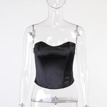 Sexy Women Tube Tops Solid Sleeveless Slim Skinny Corset Cropped Top 2023 Summer Casual Elegant Female Strapless Vest