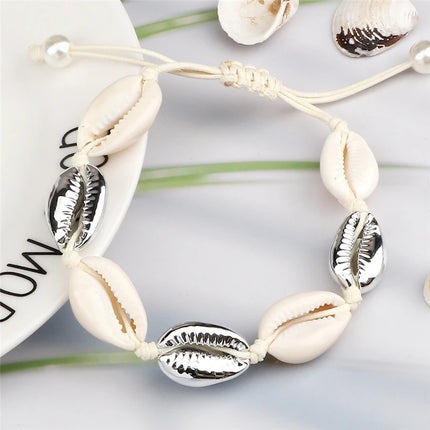 Women Seashell Anklet Silver Color Shell Bracelet for Girls Summer Beach Holiday Foot Ankle Jewelry Bohemian Leg Chain Gift