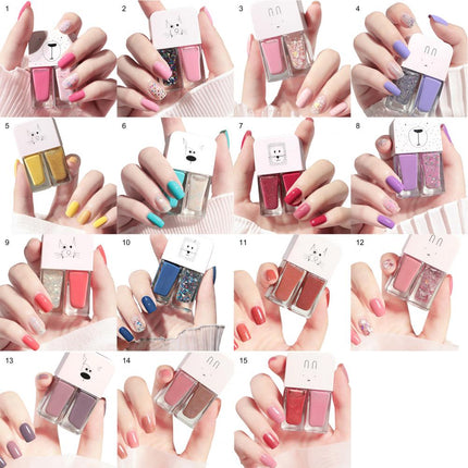 Manicure Water-based Bright Scrub Can Tear Gemini Nail Polish Two Bottles Set Twin Nail Polish Combination Glitter Nal Art Tools