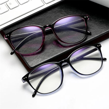 Rivets Finished Myopia Glasses Women Blue Film Coating Oval Nearsighted Eyeglasses -1.0 -1.5 -2.0 -2.5 -3.0 -3.5 -4.0 -4.5 -6.0