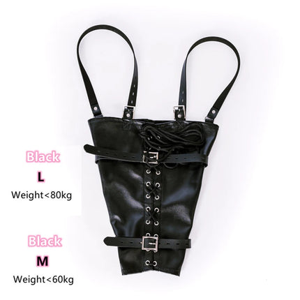 BDSM Bondage Arm Binder,Behind Back Straight Jacket,Leather Armbinder Restraint SM Toy,Slave Lockable Glove With Shoulder Straps