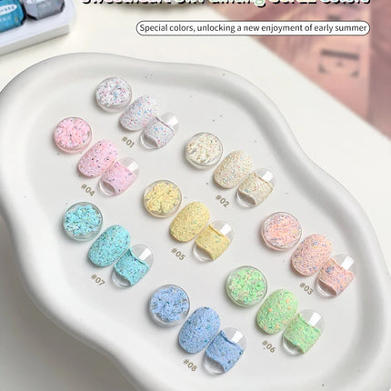12 Colors Set No-wash Embossed Texture UV Gel Glitter Nail Art Paint Chrome Nail Art Colored Gel Paint