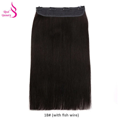 Real Beauty Single Clip In Hair With Adjustable Fish Wire Machine Made Human Hair Clip In Extensions Remy Hair