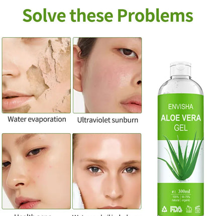 ENVISHA Aloe Vera Gel Soothing Moisturizing Hyaluronic Acid Sunburn Repairing Treatment Skin Care Face Body Cream Antipruritic