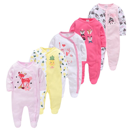 5pcs Honeyzone Winter Toddler Animal Footies New Born Baby Clothes Set Soft Breathable Pyjama Ubranka Dla Niemowlat Clothing Set