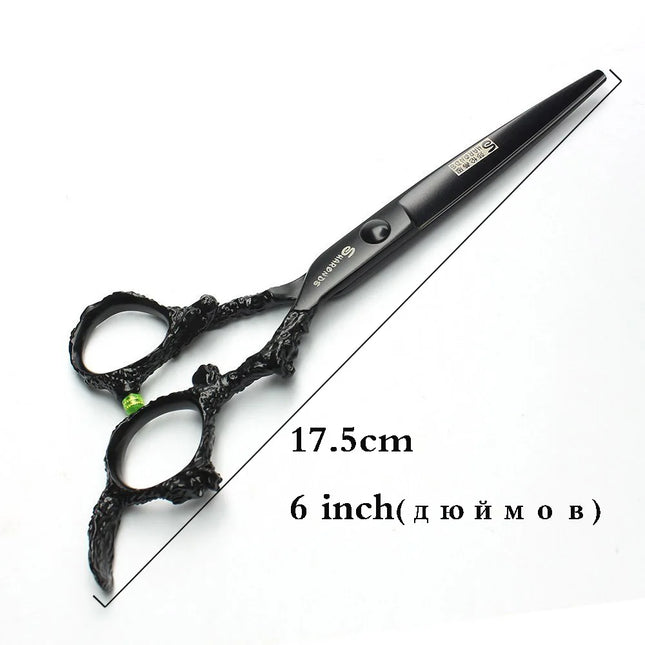 Sharonds 6/7/8 Silver Black Dragon Handle Hair Salon Hairdressing Scissors High Quality 440c Steel Professional Cutting Scissors