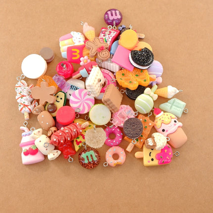20/30/60/100Pcs/lot By Random Cake Candy Food Charms For Jewelry Making  Bracelets  Earrings Making Resin Flat Back Cabochon