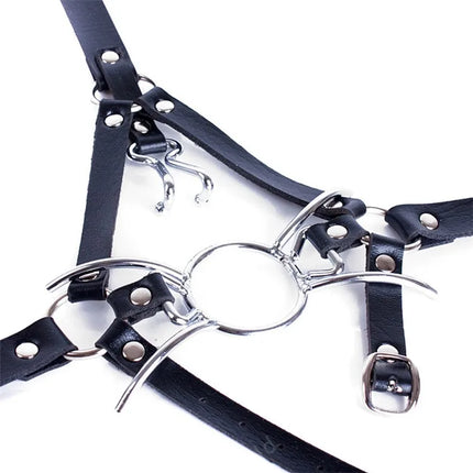Bdsm Slave Muzzle Nose Hook Oral Fixation Fetish Spider O Ring Gag Ball With Nose Clip Leather Head Bondage Harnes Strap Sex Toy