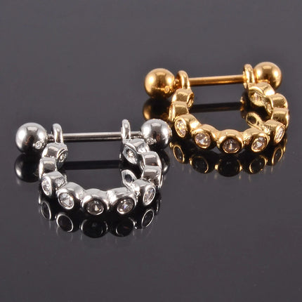 1pc Ear Tragus Cartilage Ring Stainless Steel Barbell With Cz Hoop Cartilage Cuff Piercing Helix Daith Rook Lobe Earrings