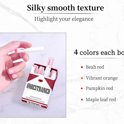 4-Lasting Stick Waterproof Lip Set - Long-Lasting Matte Lipstick with Transparent Finish - Perfect Valentine's Day Gift for Her