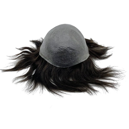 0.02-0.04mm Super Thin Skin Men's Toupee Natural Indian Human Hair Male Wig Prosthesis Hair System For Men Free Shipping