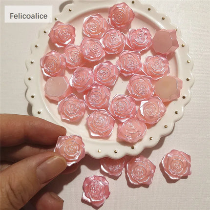 100pcs Assorted Pink ABS Pearl Bow Heart Flatback Cabochons DIY Resin Shaker Charms Molds Stuff Moon Star Slime Fillings Fillers
