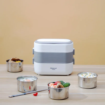 Mini Electric Heating Lunch Box Bento Rice Cooker Portable Meal Container Food Warmer with Porridge Heater for On-the-Go