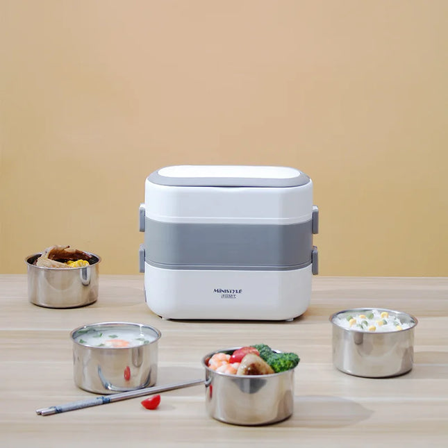 Mini Electric Heating Lunch Box Bento Rice Cooker Portable Meal Container Food Warmer with Porridge Heater for On-the-Go