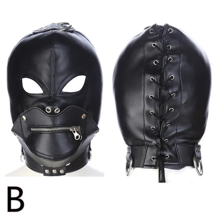 PU Leather Fetish Hood Headgear Sex Toys for Women BDSM Bondage Sex Mask Bdsm Toys Adult Games Sex Products for Adults