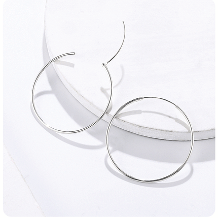 SOMILIA SOMILIA Platinum Big Hoop Earrings for Women, 925 Sterling Silver Jewelry Female Fashion Women Earrings 10-90mm For Gift