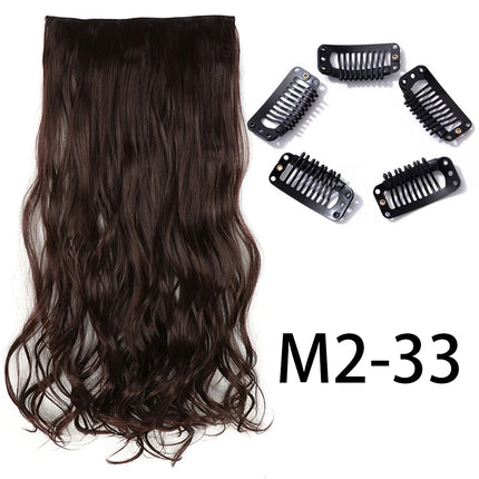 Synthetic Long Straight Clip In One Piece Hair Extension 5 Clips False Blonde Hair Brown Black Heat Resistant Fake Hair