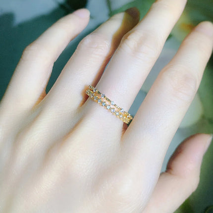 New INS Gold Color Noble Trend Dainty Rings For Women Entry Lux Zircon Midi Finger Rings For Girl Anniversary Jewelry KAR229