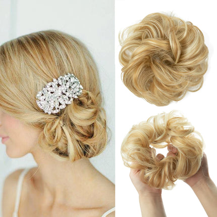 Synthetic Hair Bun Extensions Messy Curly Elastic Hair Scrunchies Hairpieces Synthetic Chignon Donut Updo Hair Pieces for Women