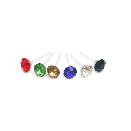 20pairs/set Crystal Stud Earrings Set colorful Plastic Earring for Women Silver Color Small Piercing Jewelry 2.5/3/4/5/6mm