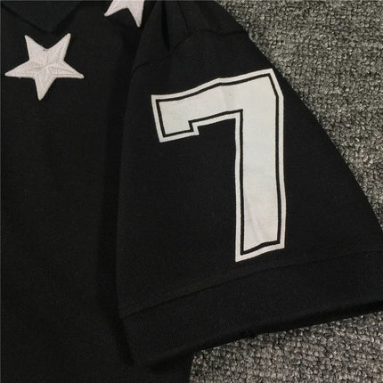 High New Novelty 2021 Embroidered 7 4 Stars Collar Cute Crown Casual Polo Shirts Shirt Skateboard Cotton Polos Top Tee 046