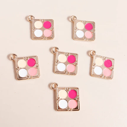 10pcs 21*24mm Fancy Pressed Powder Makeup Box Charms for Jewelry Making Accessories Lady Necklaces Earrings Pendants Keychain