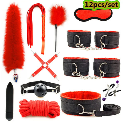 Adults Products Leather Sex Toy Kit Handcuffs Bondage Set Sex Games Bdsm Adult Toys Exotic Accessories Sex Toys for Couples