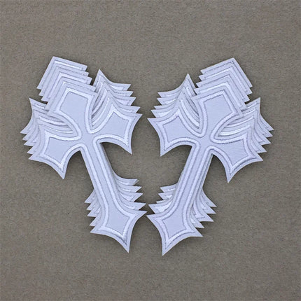 10pcs Lot Cross Patches on Clothes Diy Embroidered Appliques Iron on Patches for Clothing Jeans Stickers Badges (7.0x10.3CM)