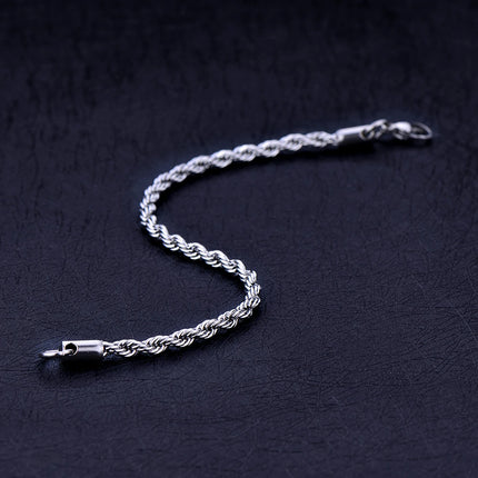 Cheap wholesale Width 4MM stainless steel twisted rope chain bracelet fashion jewelry for men and women party gifts drop ship
