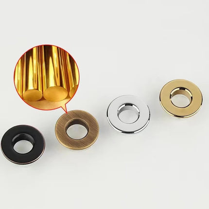 Overflow Hole Decorative Cover Copper 1Pcs Sink Hole Round Overflow Cover Insert Black Basin Sink Bathroom Faucet Insert Ring