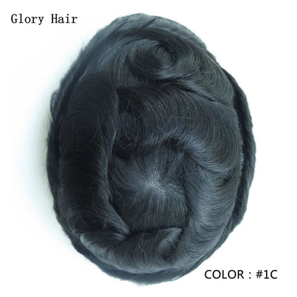 0.12-0.14mm Injected Thin Skin 130%Density Man Hair Prosthesis Human Hair Male Toupee Wig Adult Capillary Prosthesis Hair System