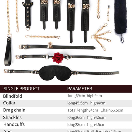 Luxury Genuine leather BDSM Kits Bed Bondage Set Restraint Handcuffs Collar Gag Erotic Sex Toys For Women Couples Adult Games