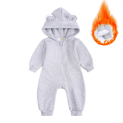 New Bodysuit For Newborn Rompers Baby Boys Girls Clothes Long Sleeve Solid Hoodies Bear Jumpsuit Costume Infant Onesies 3M-24M
