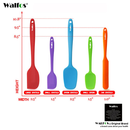Walfos 5PCS/Set Non-Stick Silicone Spatula Baking Pastry Heat-Resistant Silicone Spatula Kitchen Utensil Cooking Tool