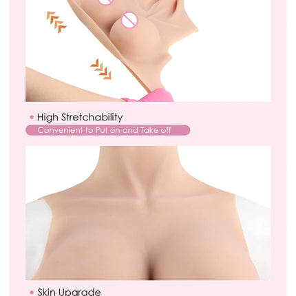 KnowU Upgraded Breast Forms Fake Boobs A-H Cup Silicone Filler Light And Thin For Cosplay Transgender Drag Queen