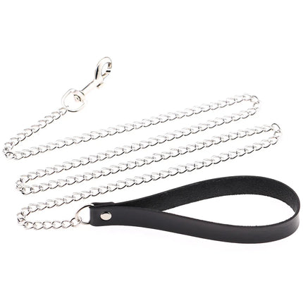 Exotic Accessories of Bdsm Slave Bondage Leather Collar with Leash Ring Steel Chain Sex Toys to Lover Roleplay Posture Spreader