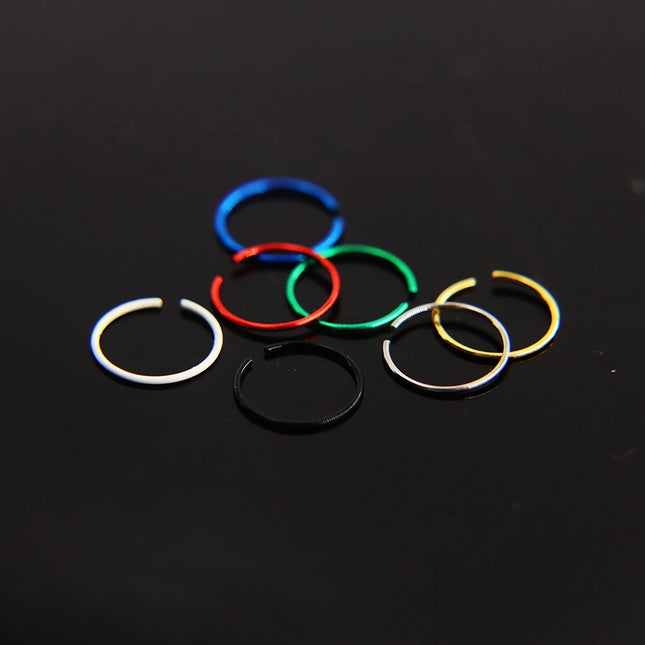 4 Style 8-40pcs Fashion 316l Colorful Stainless Steel Nose Hoop Lip Nose Ring Stud Earrings Body Piercing  Jewelry Punk Style