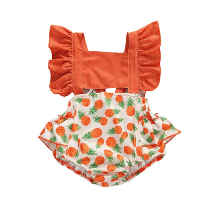 2021 Summer Newborn Baby Girls Rompers Flamingo pineapple Print Sleeveless Backless Jumpsuits 0-24M Baby Clothing