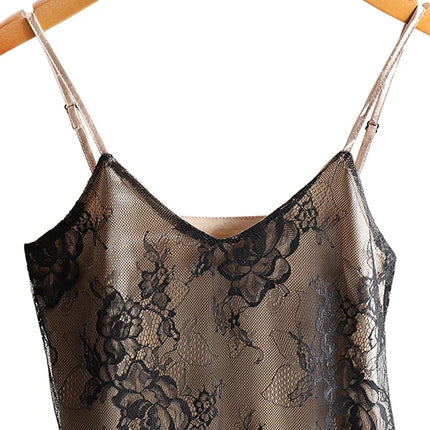 Sexy Lace Spaghetti Strap Top Women Halter V Neck Basic Cami Sleeveless Satin Silk Tank Tops Summer Camisole Plus Size