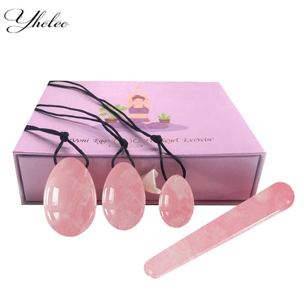 Natural Rose Quartz Yoni Egg Jade Eggs Women Kegel Exerciser Vaginal Muscles Tightening Ball Jade Massager Crystal Kegel Eggs