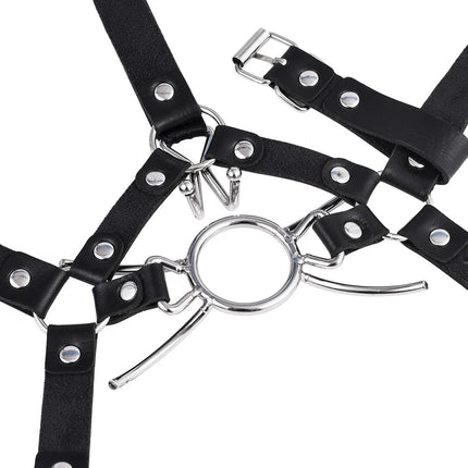 Bdsm Slave Muzzle Nose Hook Oral Fixation Fetish Spider O Ring Gag Ball With Nose Clip Leather Head Bondage Harnes Strap Sex Toy