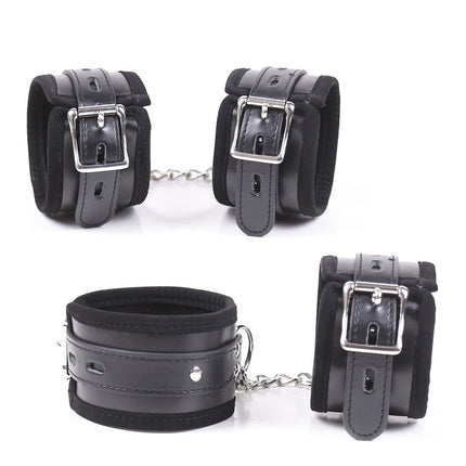 PU Leather Soft Hand Cuffs Ankle Wristcuff Restraint Lockable Buckle Bondage Lockable Shackle Sex Toy for Men Women Adult Toys