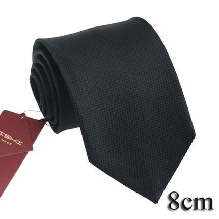 HUISHI 8CM 8 Styles Men's Solid Dark Blue Neck Tie 6cm Waterproof Jacquard Necktie Daily Wear Cravat Wedding Party For Men