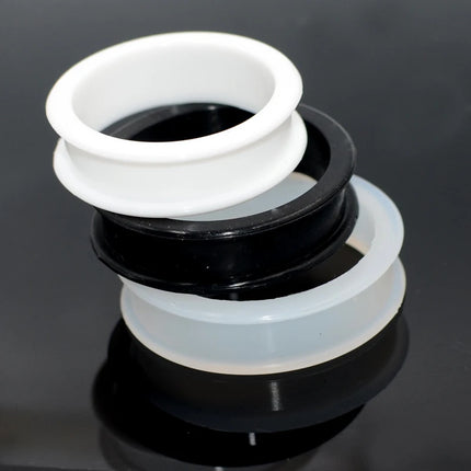 1Pair 3mm-76mm Big Size Hollow Black Silicone Flexible Double Flared Flesh Ear Tunnel Plugs Gauge Expander Stretchers Jewelry