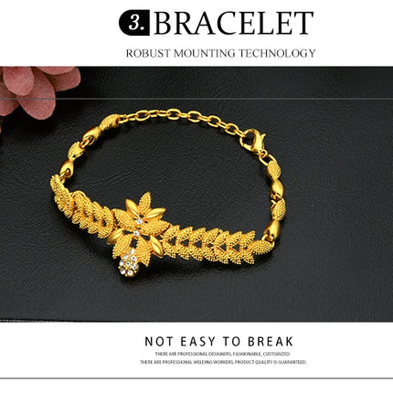 ANIID African Jewelry Set Big Necklace Dubai Ethiopian Gold Color Jewelery Earring Bracelet For Women Bridal Choker Wholesale