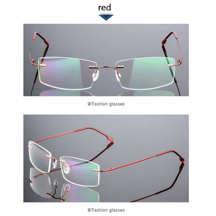 Ultralight Coating Frameless Myopia Glasses -1.0 -1.5 -2.0 To -5.0, Rimless Super Light Stainless Steel Hyperopia +1.0 +2.0 +4.0