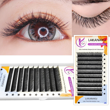 LAKANAKU Cilios YY Eyelashes Extensions 6 Trays Eyelashes 0.07 C D 8-12 Mix YY Lashes Natural Soft Premade Fans Faux Cilios