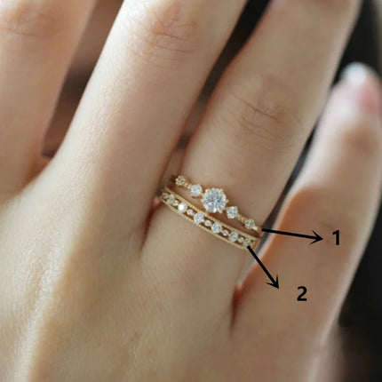 Huitan Delicate Thin Rings for Women Silver Color/Gold Color Shiny CZ Fancy Wedding Eternity Rings Fashion Accessories Jewelry